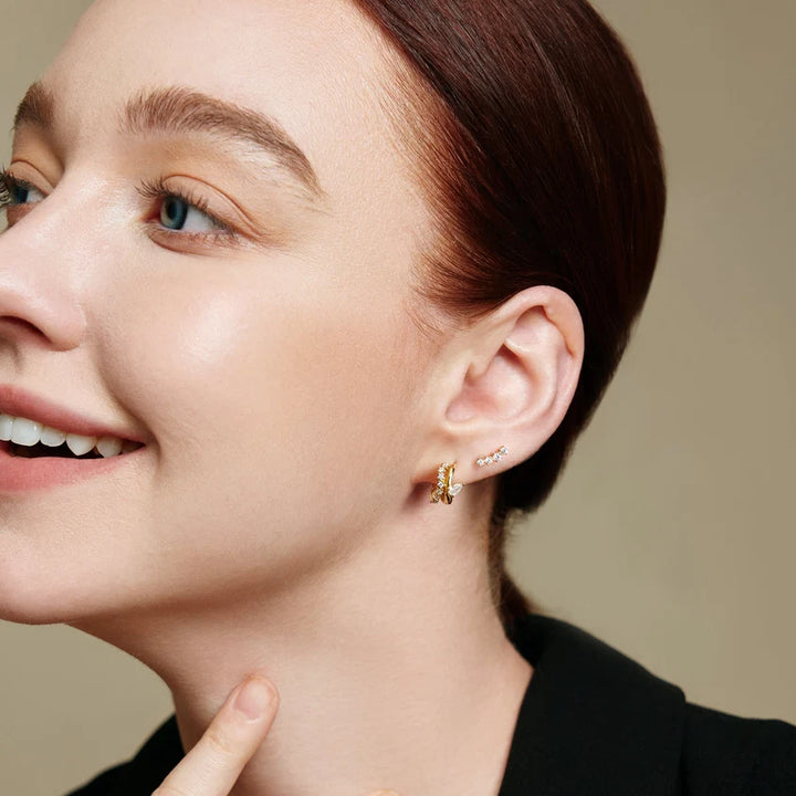 Ania Haie YG Plated CZ Climber Studs
