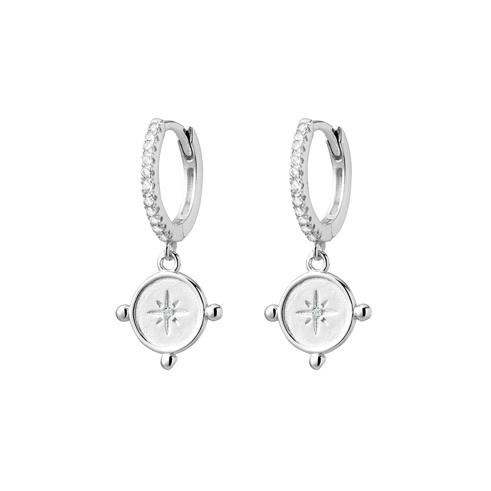 Silver CZ Huggies With CZ Star Drop