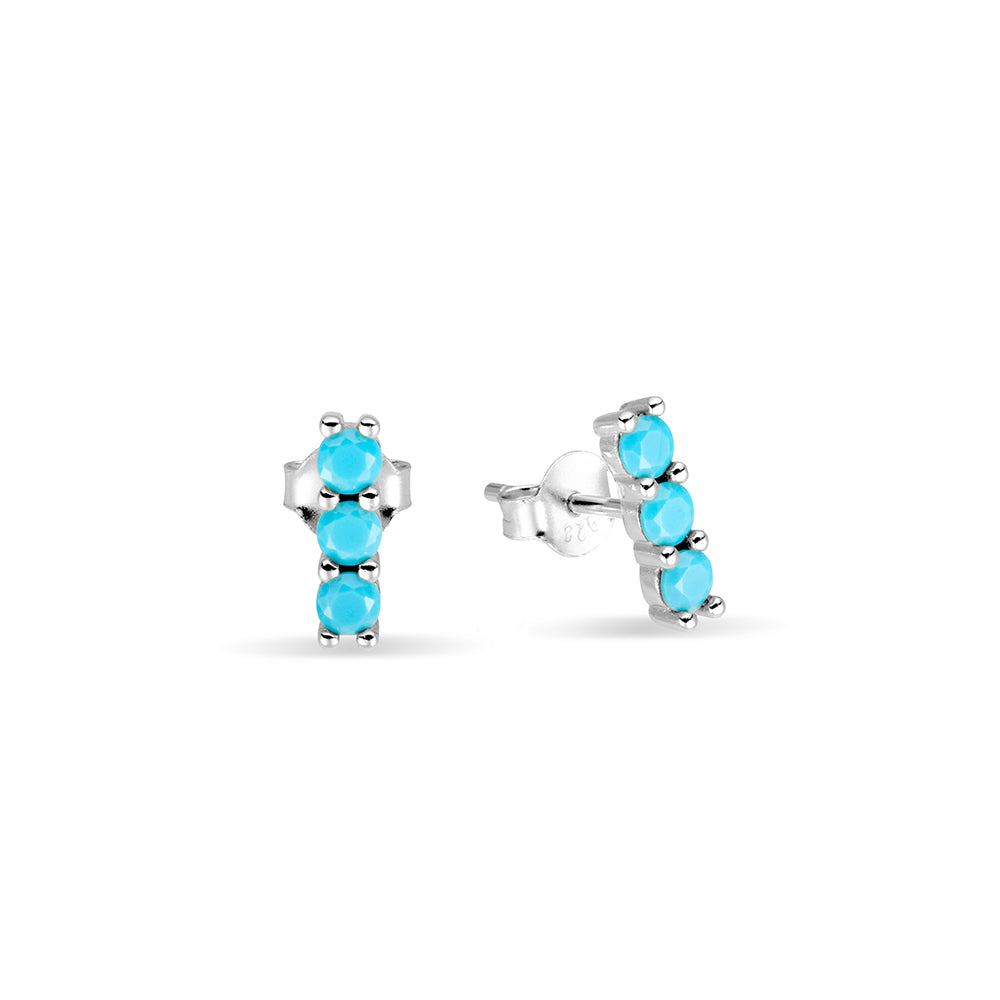 Silver Triple Turquise Studs