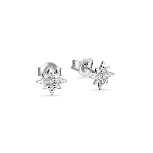 Sterling Silver Cz Spark Stud Earring
