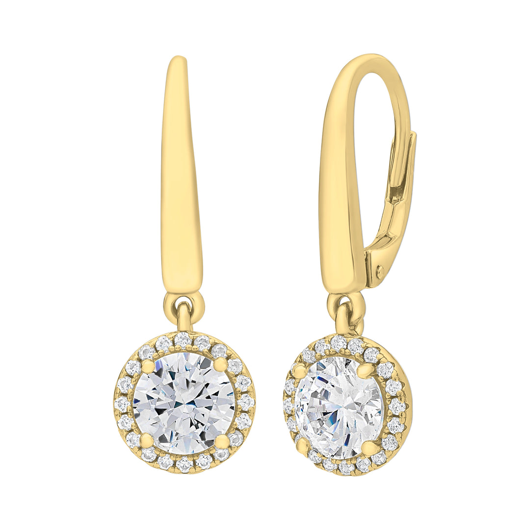 YG Plated CZ Leaver Back Hook Earrings