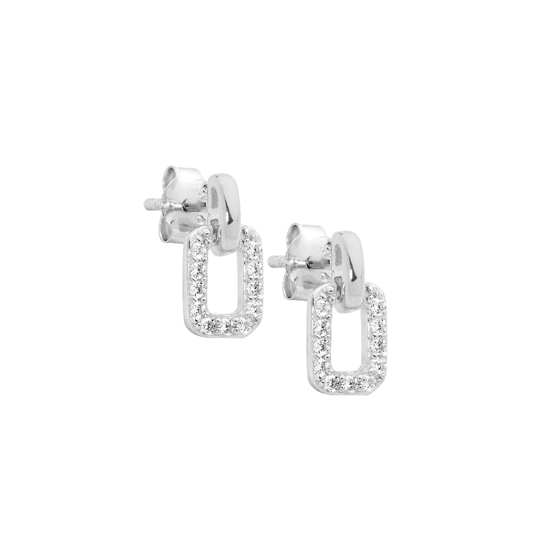 Ellani Silver CZ Drop Studs