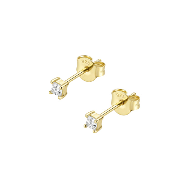 YG Plated Square CZ Studs