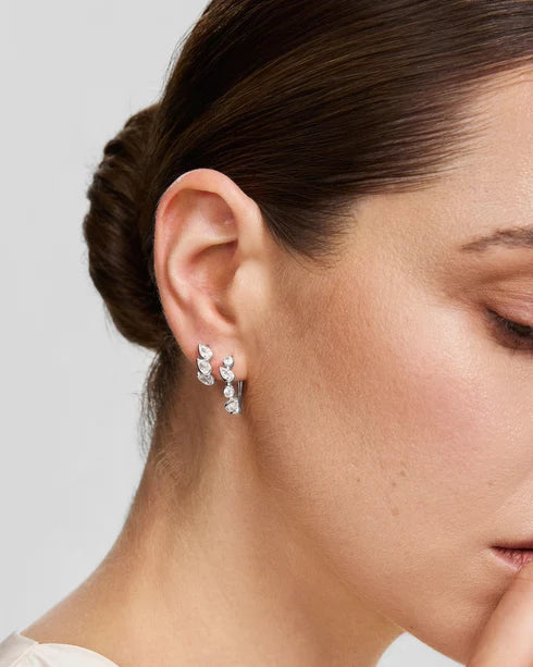 Ania Haie Silver CZ Bezel Round & Teardrop Huggies