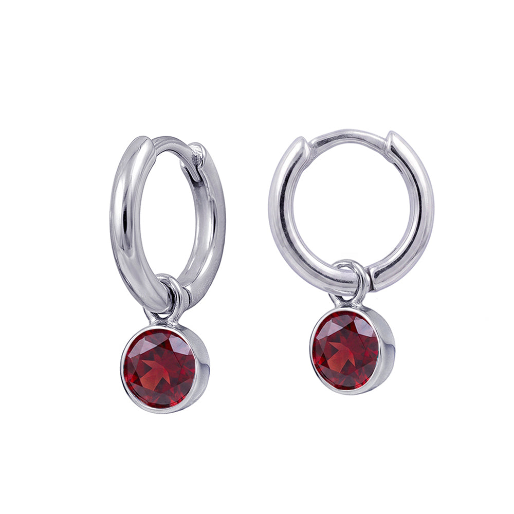 Silver January Birthstone Drop Huggies