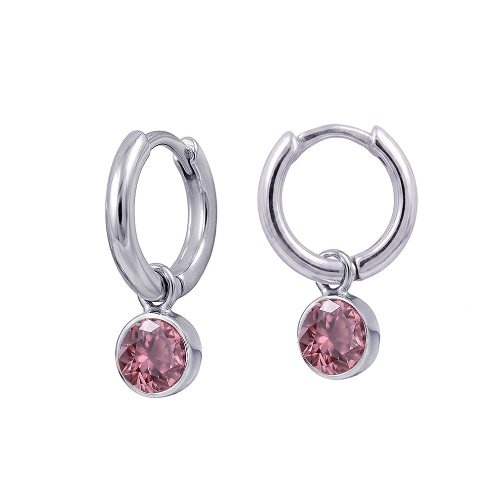 Silver June Birthstone Drop Huggies