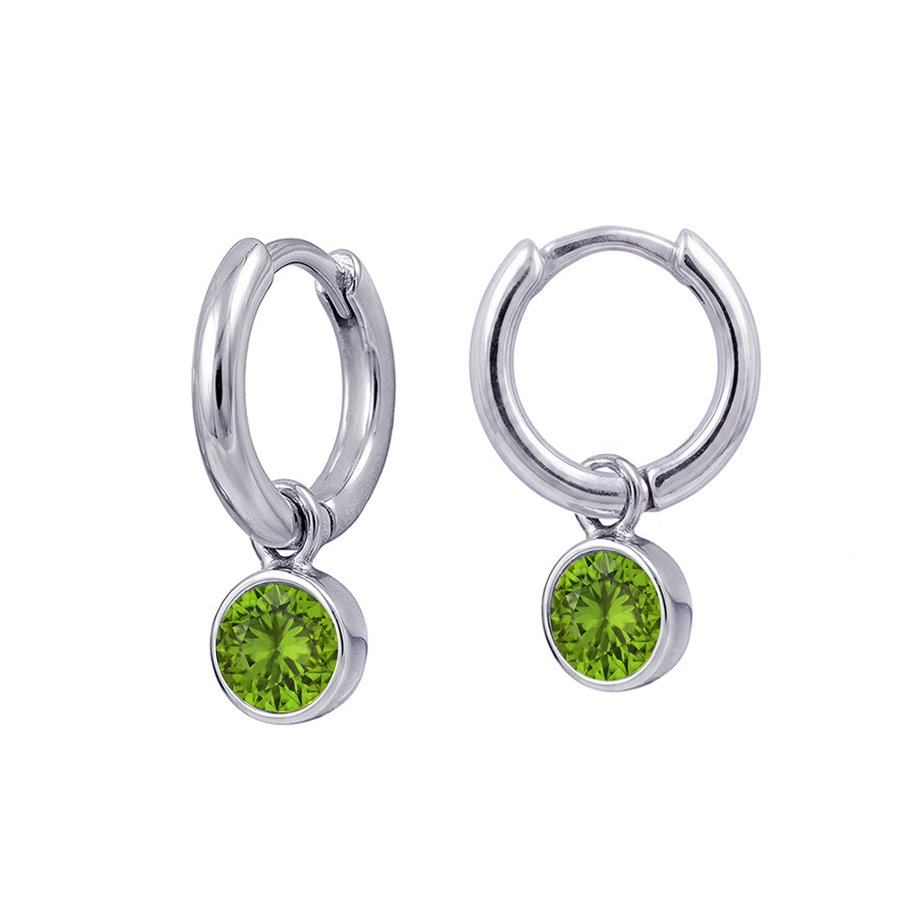 Silver August Birthstone Drop Huggies