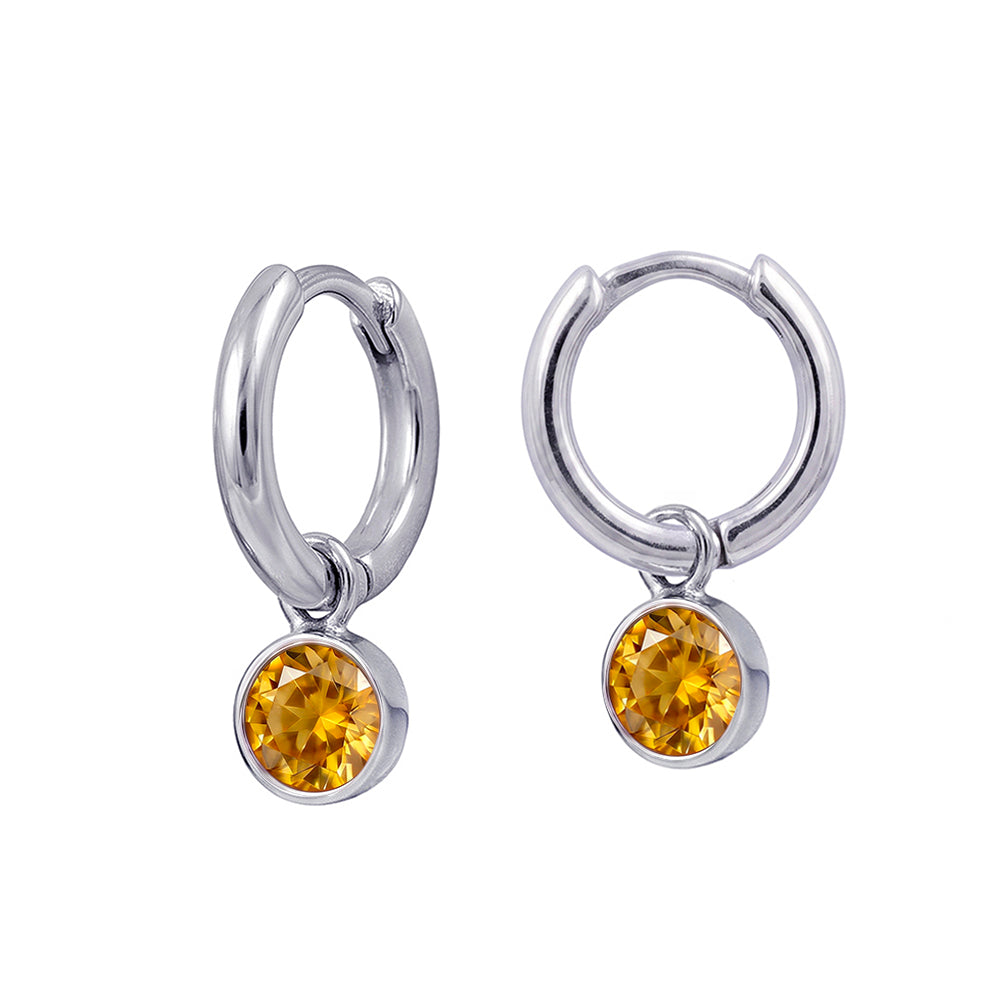 Silver November Birthstone Drop Huggies