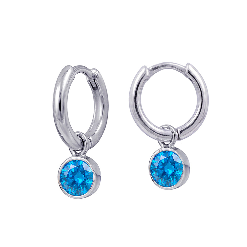 Silver December Birthstone Drop Huggies