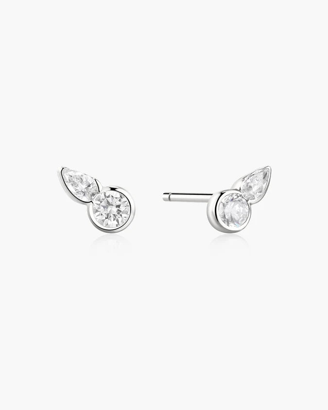 Ania Haie Silver Round & Pear CZ Studs
