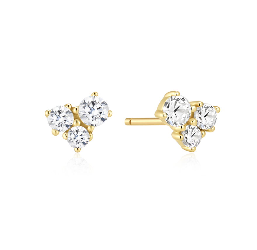 Ania Haie YG Plated Triple CZ Stud