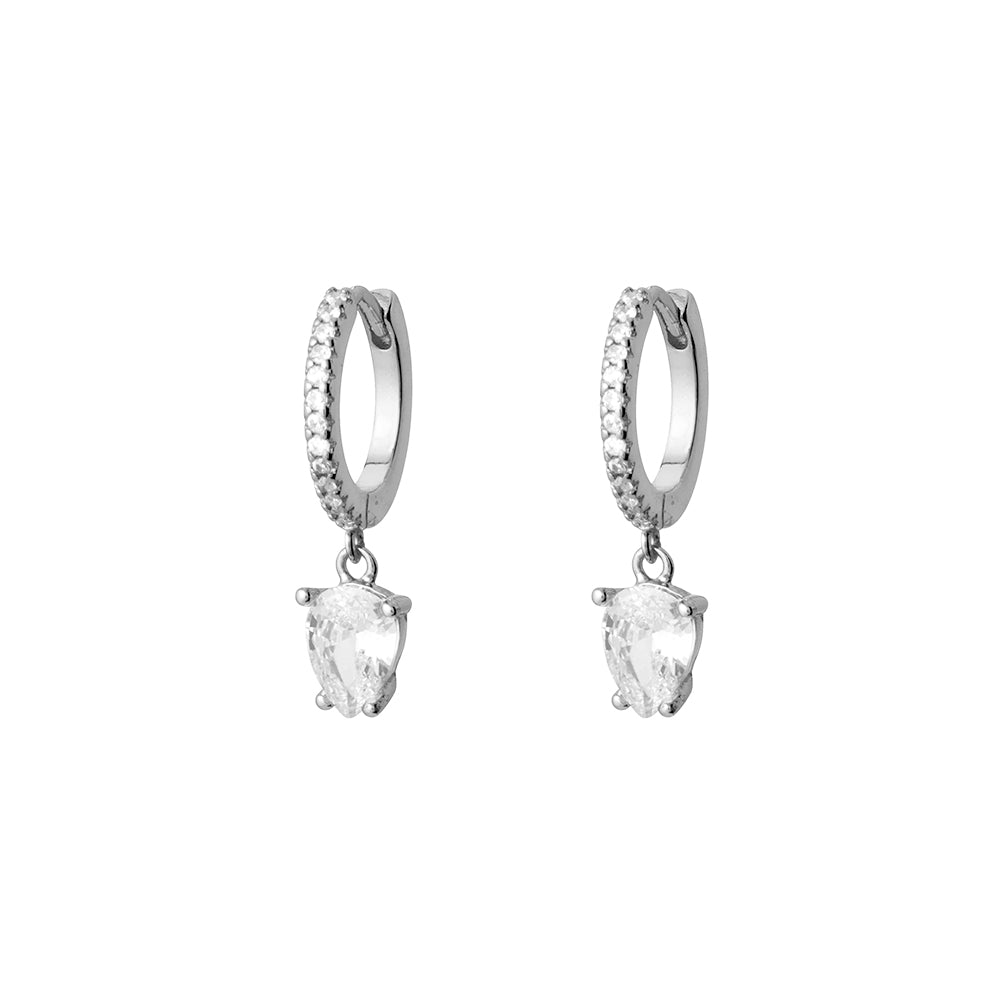 Silver CZ Drop Huggies