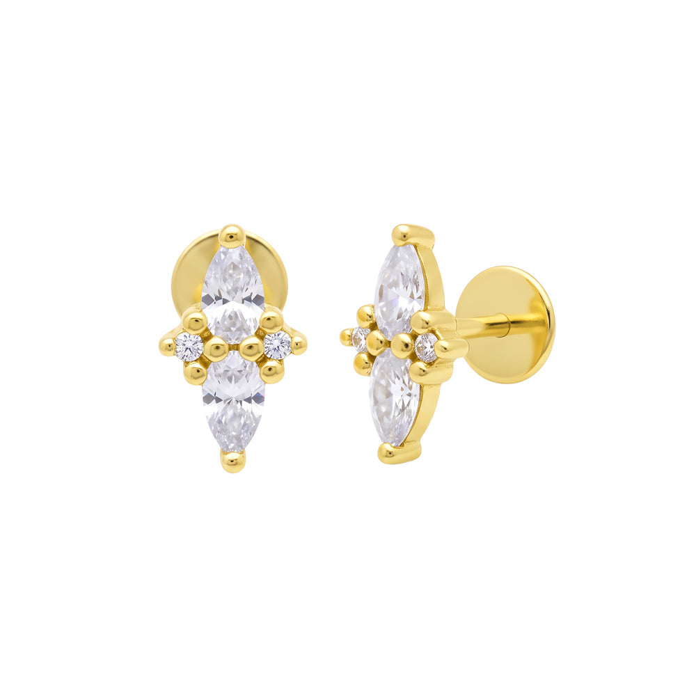 YG Plated Multi CZ Flat Back Studs