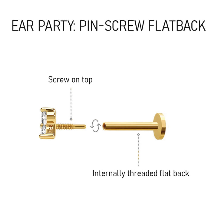 YG Plated Multi CZ Flat Back Studs