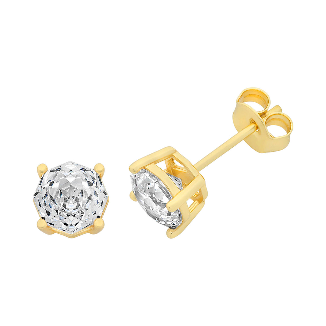 YG Plated Rose Cut CZ Studs