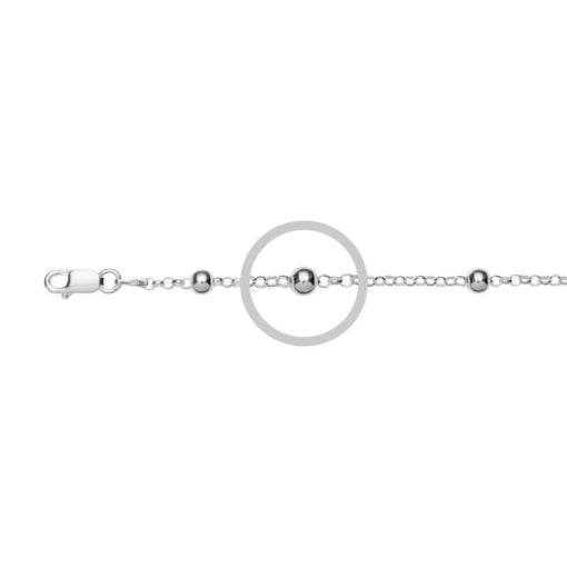 S/Silver Fine Cable W Ball Detail, 45Cm With Bolt Clasp