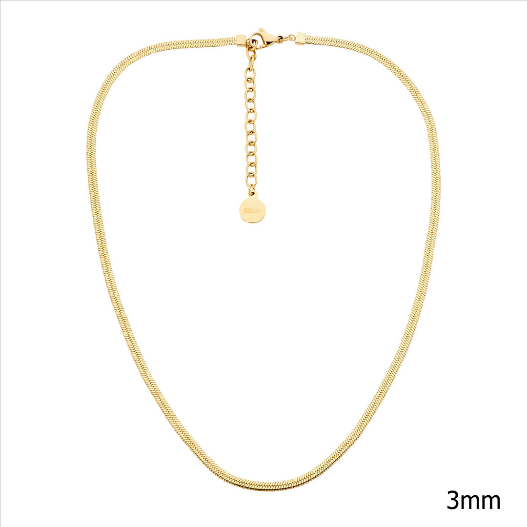 Stainless Steel Gold Plated 3MM Herringbone Chain 40CM+ EXT