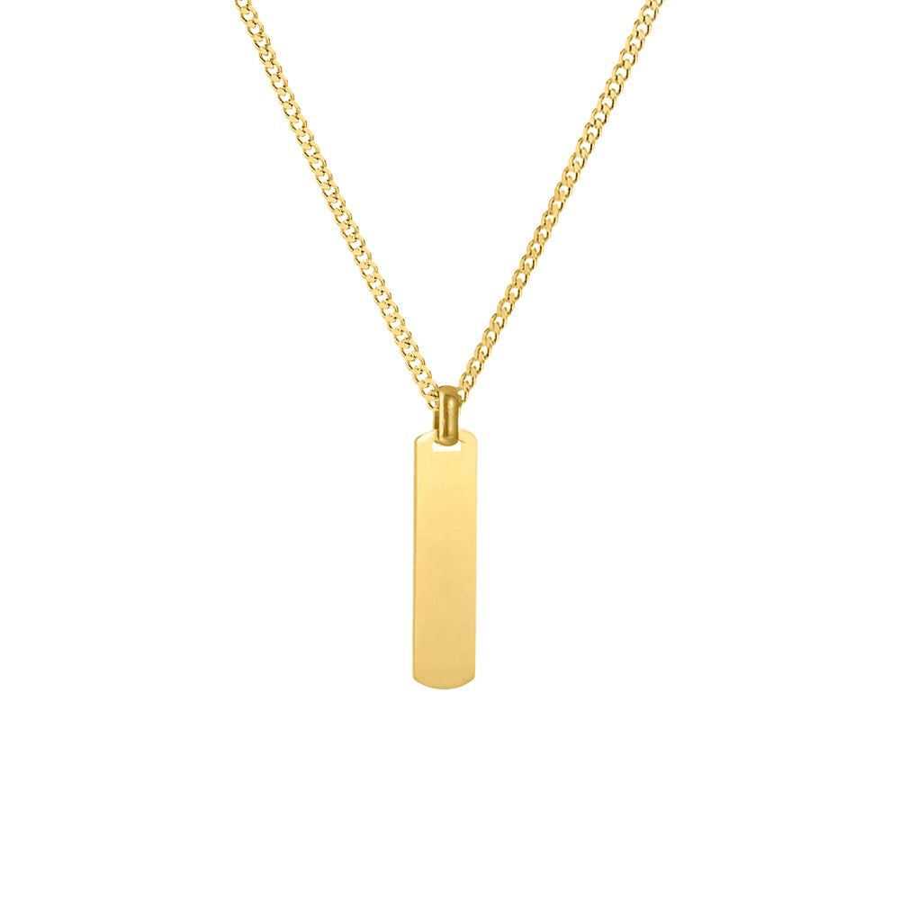 Steel YG Plated Dog Tag Necklace