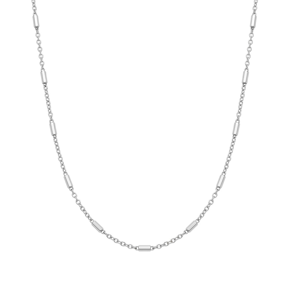 Silver Bar Link Necklace 45CM