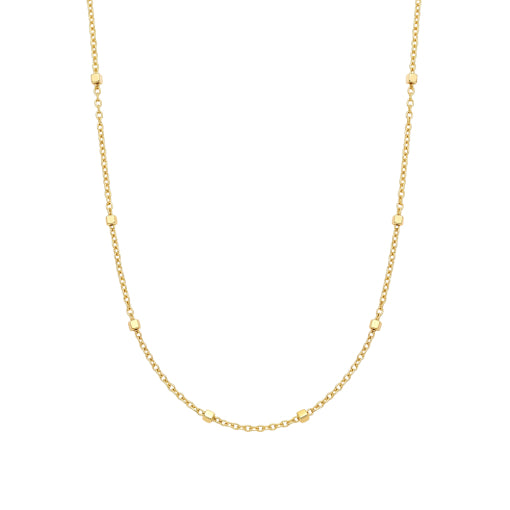 Gold Plated Sterling Silver 1.2Mm Mini-Cube Station Link Cable Chain Necklace