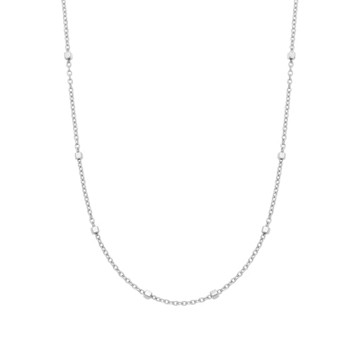 Sterling Silver 1.2Mm Mini-Cube Station Link Cable Chain Necklace