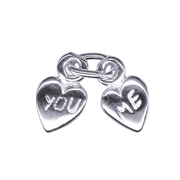 S/Silver "You & Me" Hearts Charm