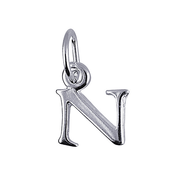 S/Silver Block Initial 'N' Charm 10Mm