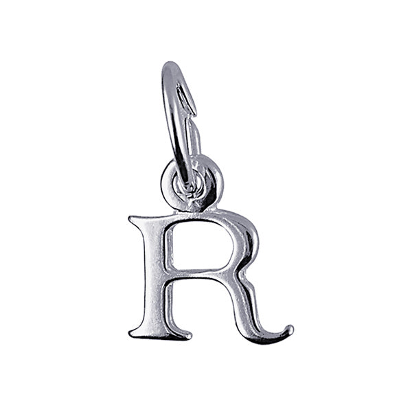 S/Silver Block Initial 'R' Charm 10Mm