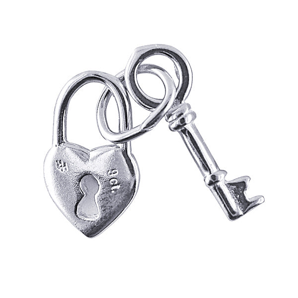 Silver Padlock & Key Charm