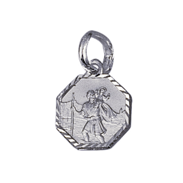 Silver 8MM Octagon St Christopher Charm