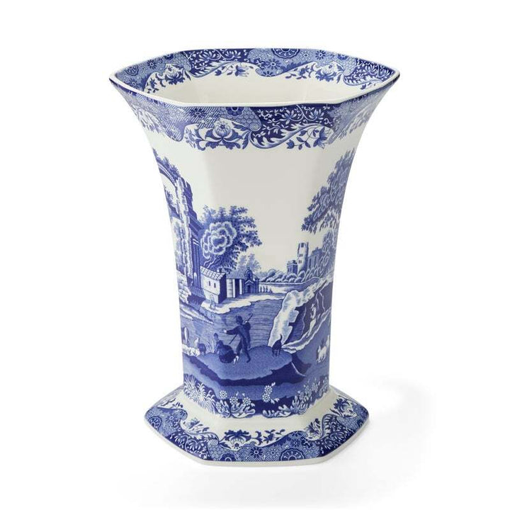 Spode Blue Italian - 26cm Hexagonal Vase