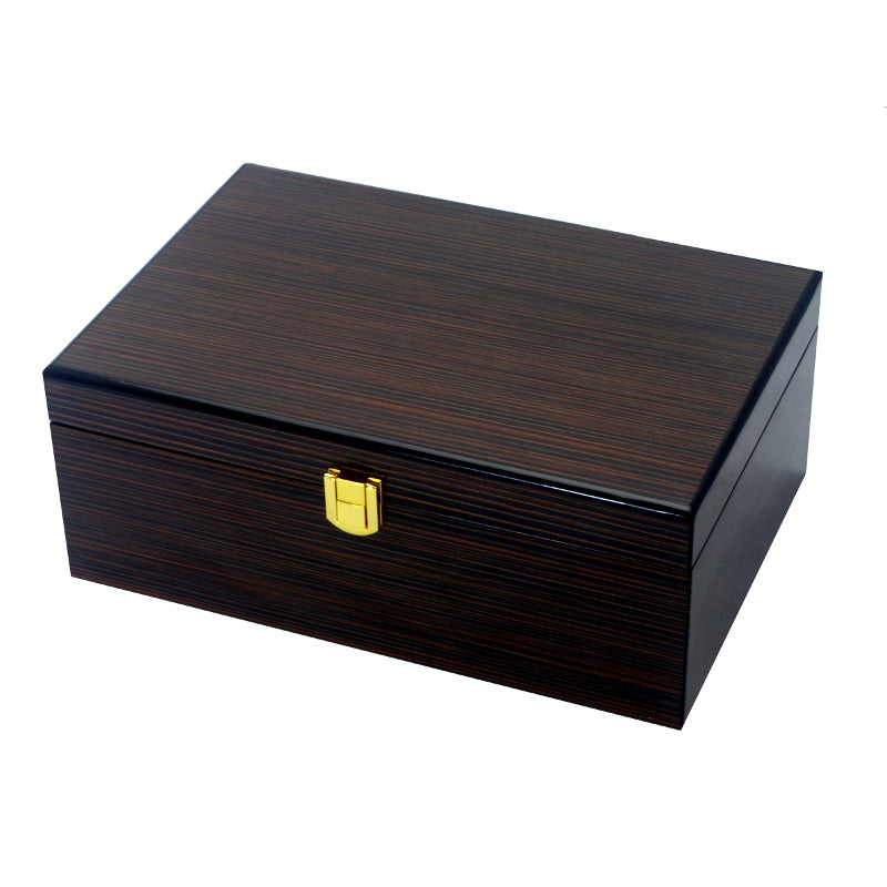 DEEP BROWN PATTERNED MEDIUM JEWEL BOX - LIFT TRAY