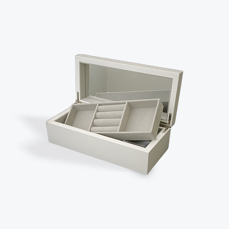 White Timber Rectangle Jewellery Box