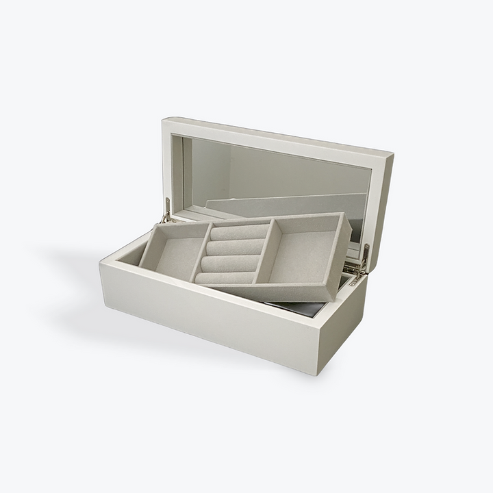 White Timber Rectangle Jewellery Box