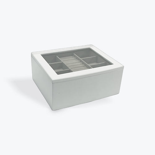 Matte White Timber Acrylic Lid Medium Jewel Box W Liftout Tray