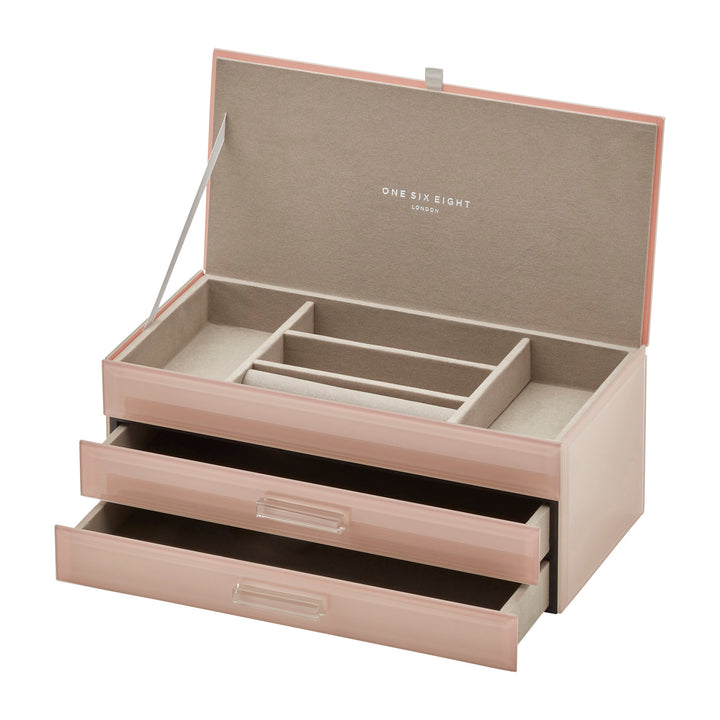 "Gabriella" Jewellery Box, Glass, Blush, Large