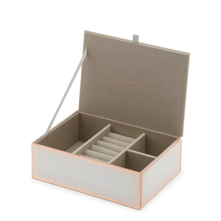 White Glass Medium Jewellery Box