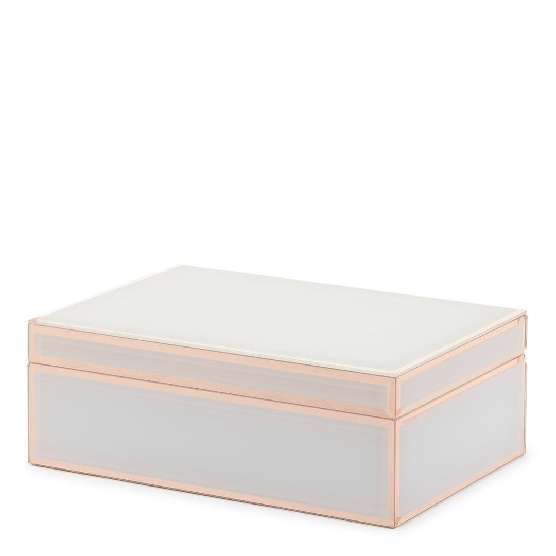 "Sara" Jewellery Box, Glass, Large White/Rose, Mirror