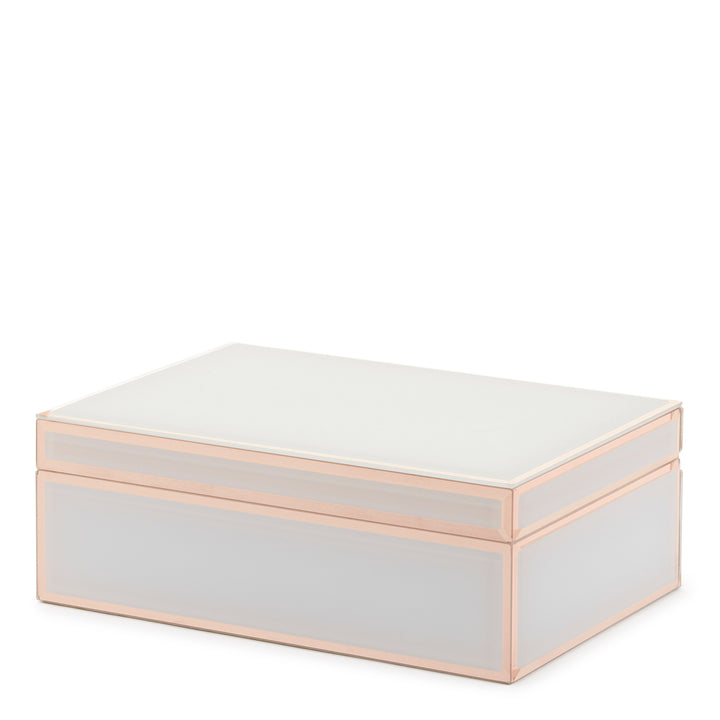 "Sara" Jewellery Box, Glass, Large White/Rose, Mirror