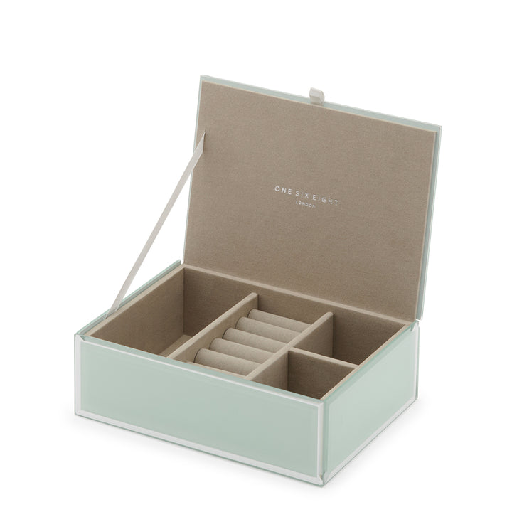 "Sara" Mint Glass Jewellery Box