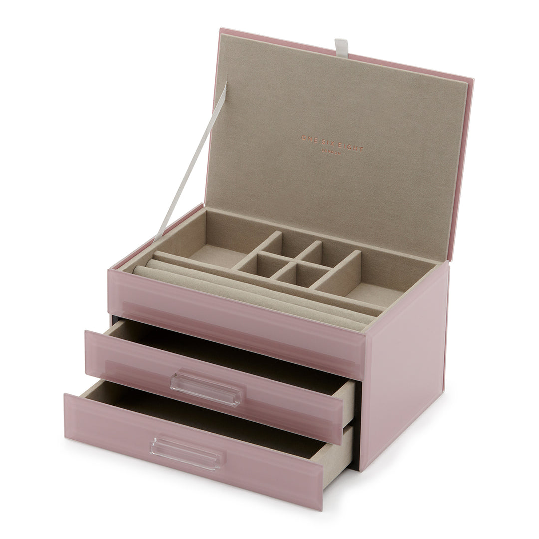 "Gabriella" Dusty Rose Glass Jewellery Box