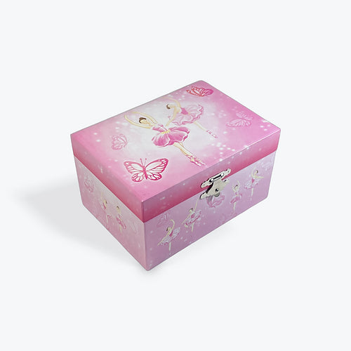 Small Rectangle Ballerina & Butterflies Musical Jewellery Box