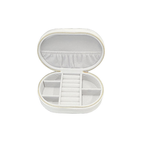 "Cora" White Travel Jewellery Case