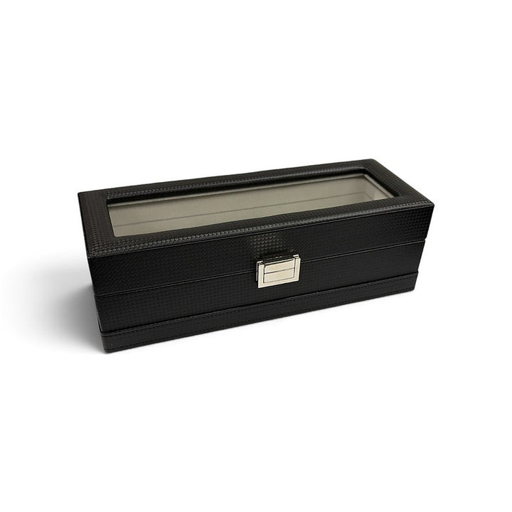 Black Leatherette Watch & Cufflink Case
