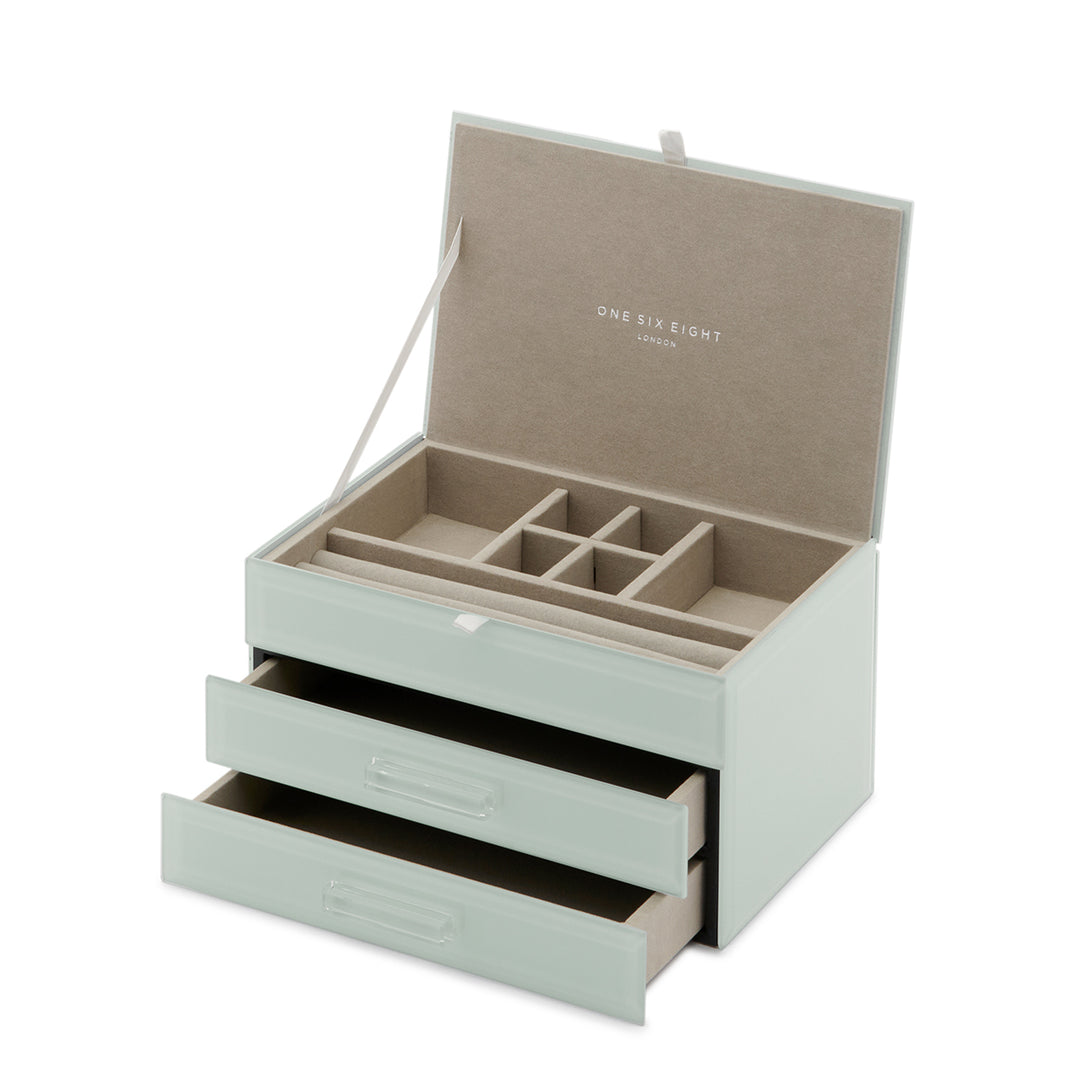 "Gabriella" Green Glass Jewellery Box