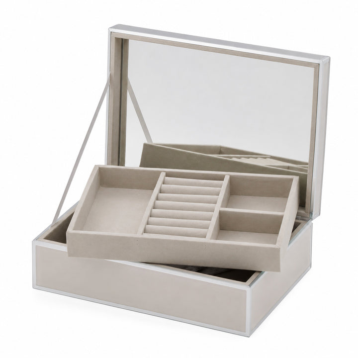 "Sara" Cloud Grey Glass Jewellery Box