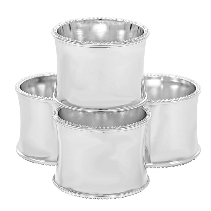 Silver Plated Beaded Napkin Rings