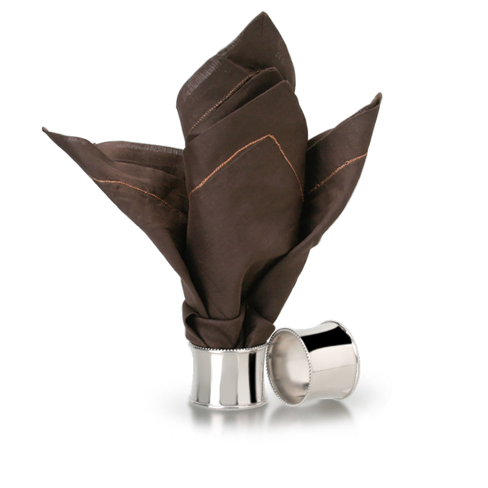 Silver Plated Beaded Napkin Rings