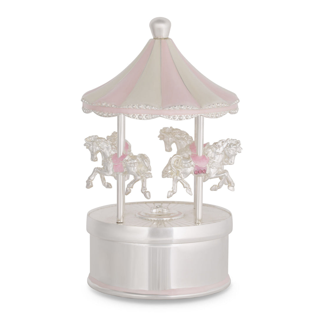 Silver & Pink Musical Rocking Horse Carousel