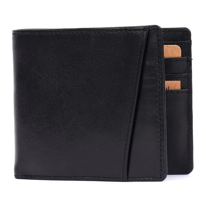 Rugged Hide "Cedar" Mens Black Leather Wallet